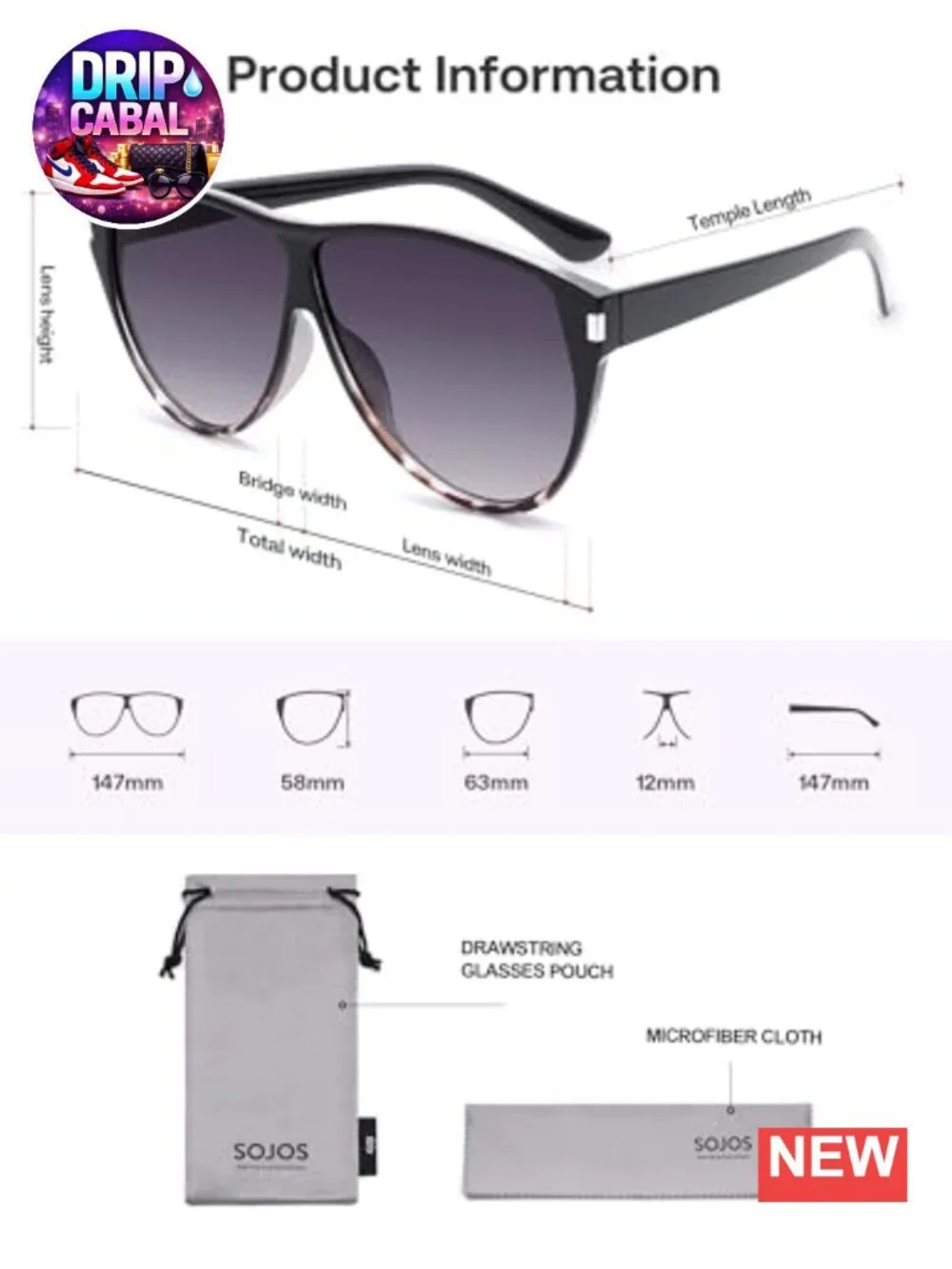 Oversized Square Aviator Sunglasses UV400 Protection Women Fashion Retro Shades
